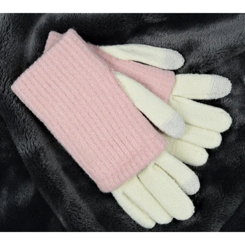 New! Steve Madden Women's Solid Ribbed Knit Cover Touch Screen Gloves
